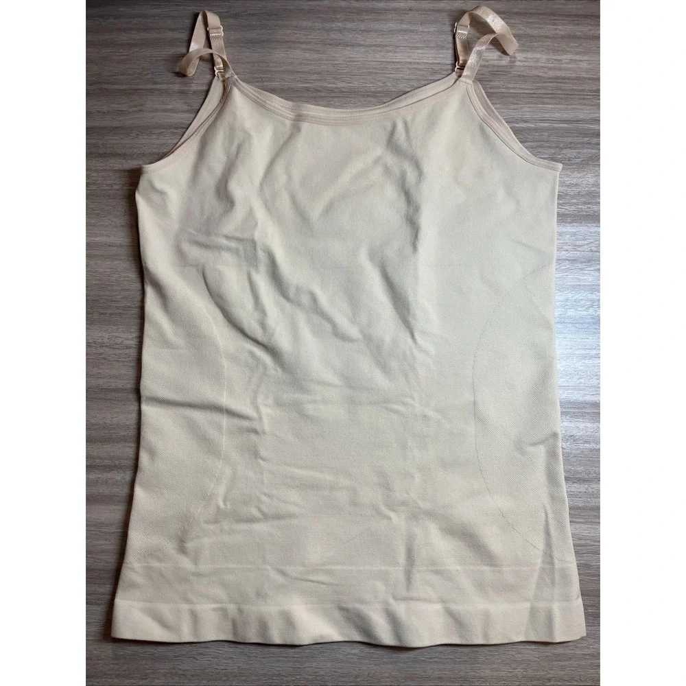 Shapewear Tank Top Camisole 3XL Beige Nylon Spandex Tummy Control Slimming - Picture 2 of 4